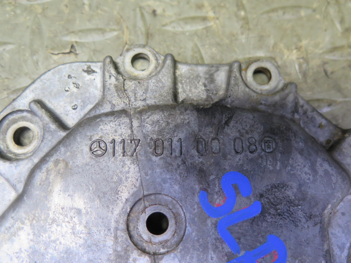 81-85 Mercedes R107 380SL M116 Engine Rear Crank Cover Plate 1170110008 OEM