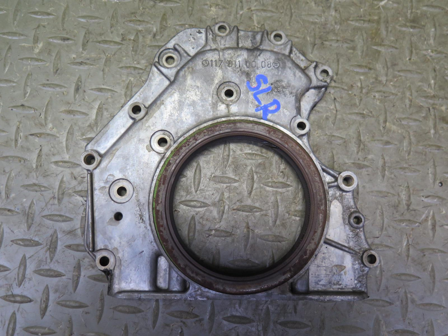 81-85 Mercedes R107 380SL M116 Engine Rear Crank Cover Plate 1170110008 OEM