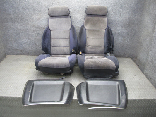 86-89 Nissan Z31 300ZX 2+0 Set of 2 Front Left & Right Cloth Seat Gray Blue OEM