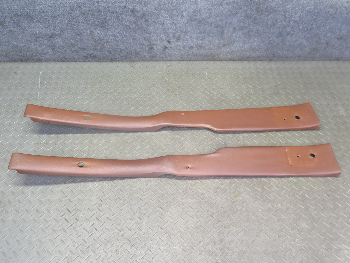 75-76 Mercedes W115 300D Left & Right Interior B Pillar Trim Cover Brown Set OEM