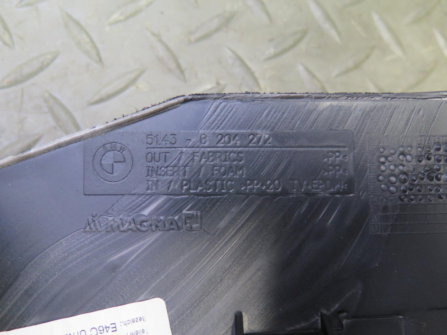 01-06 BMW E46 330ci Conv Set of 2 Rear Quarter Interior Trim Cover Black OEM