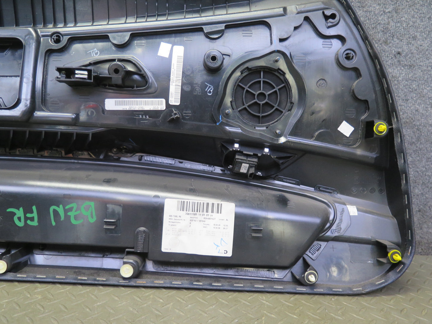06-08 BMW E85 Z4 Front Right Interior Door Panel w Window Switch Black OEM