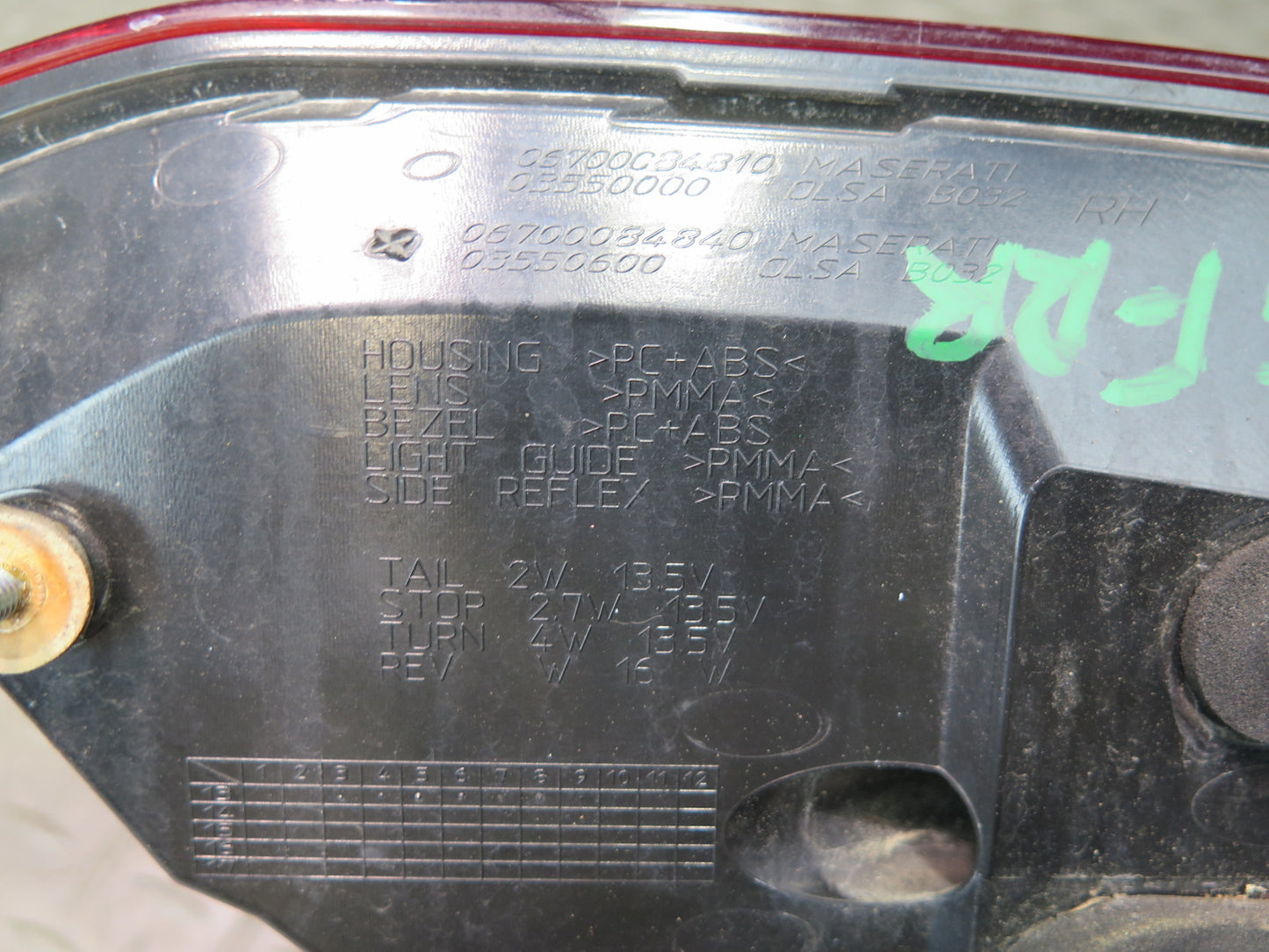 14-20 Maserati Ghibli M157 Rear Left Right Side Outer Trunk Tail Light Lamp Set