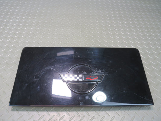 86-96 Chevrolet Corvette C4 Convert Fuel Door Lid Cover w Emblem Logo Black OEM