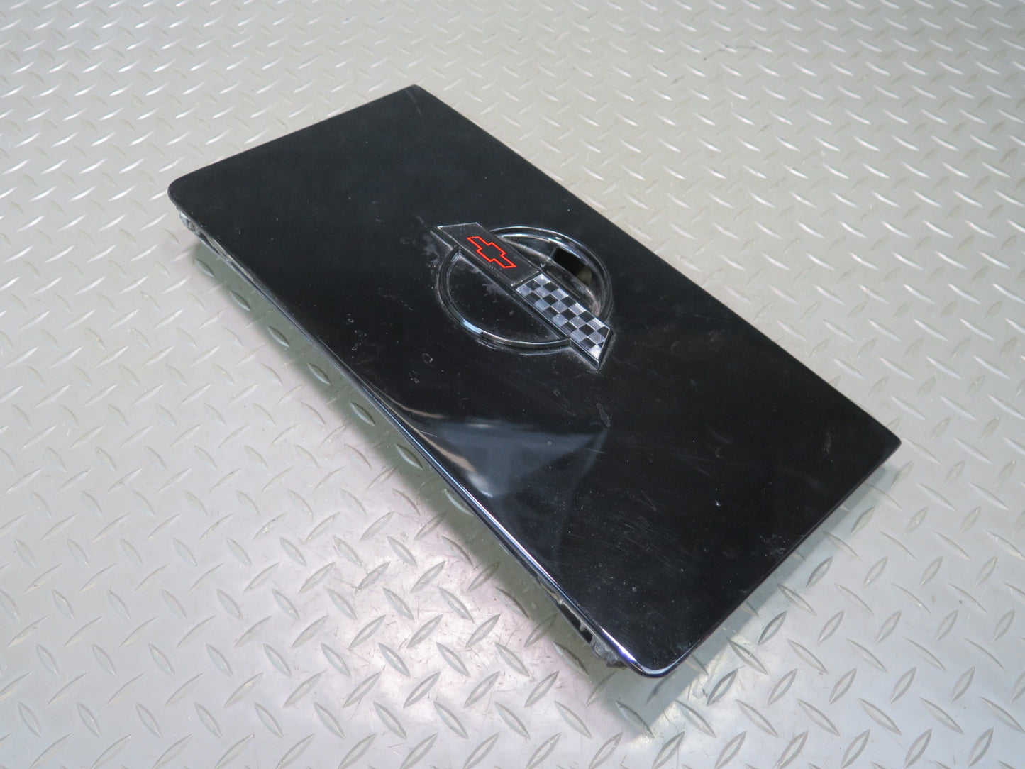 86-96 Chevrolet Corvette C4 Convert Fuel Door Lid Cover w Emblem Logo Black OEM