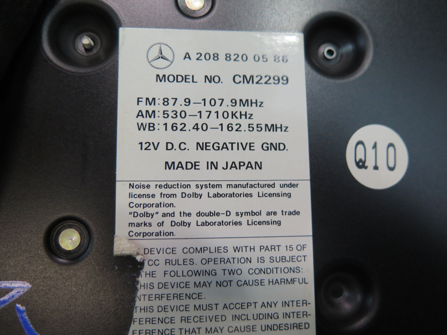 99-02 Mercedes R129 Sl-class Car Stereo Radio Player 2088200586 OEM