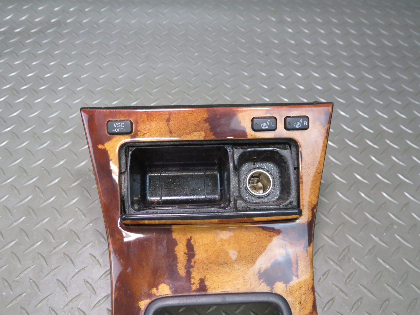 98-00 Lexus LS400 Center Console Shifter Wood Trim w VSC Heated Seat Switch OEM