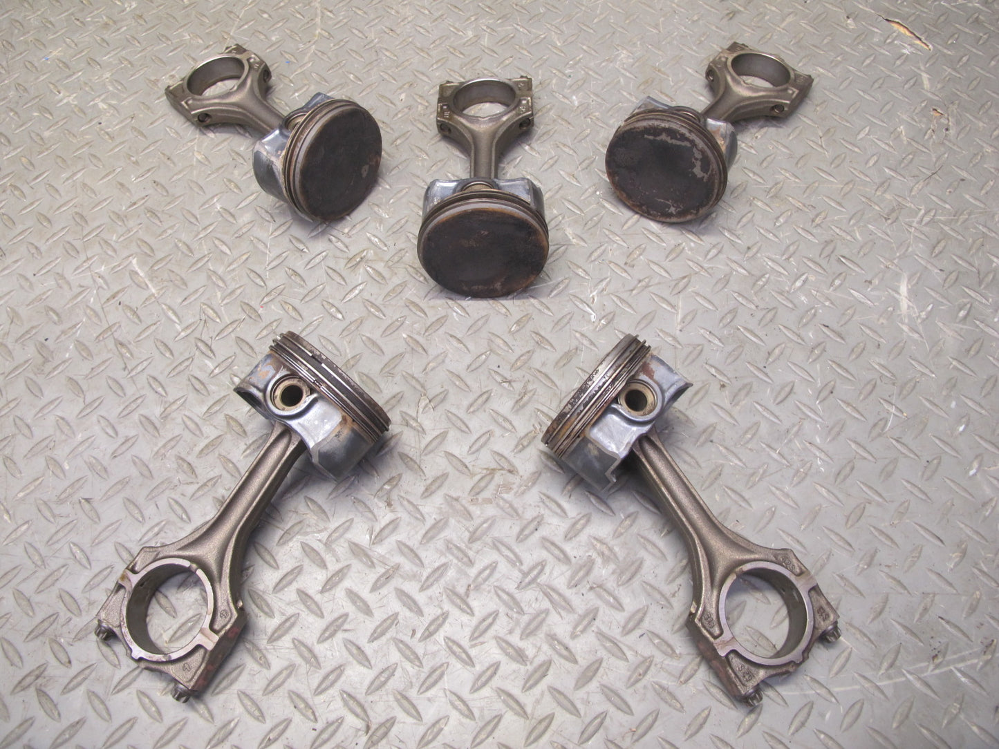 01-06 BMW E46 330CI M54 3.0L Set of 5 Engine Motor Piston w Connecting Rod OEM