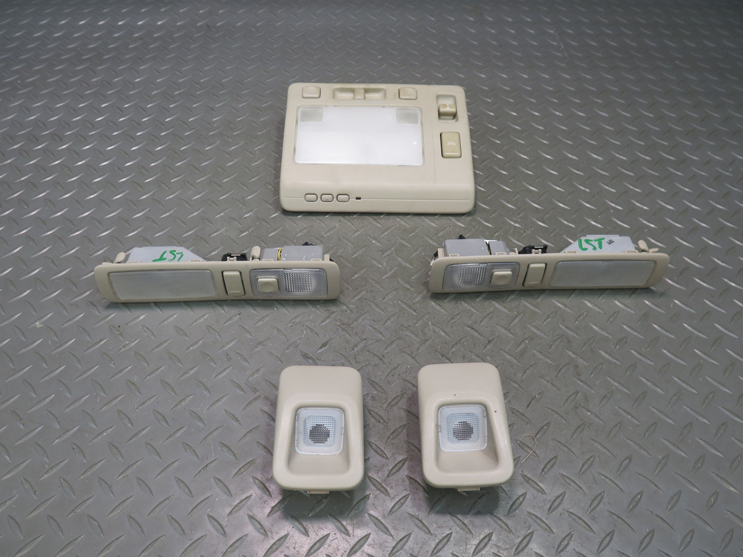 98-00 Lexus UCF20L LS400 Front & Rear Overhead Interior Light Lamp Set Ivory OEM