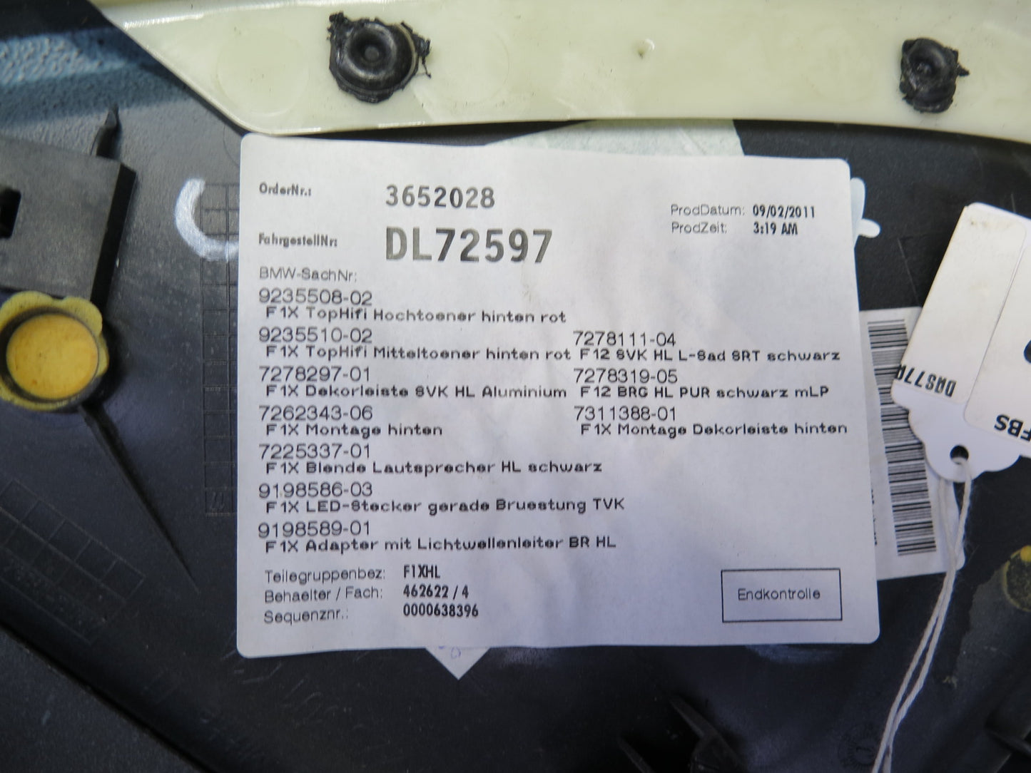 12-18 BMW F12 650i Convertible Rear Right & Left Side Quarter Panel Trim Set OEM