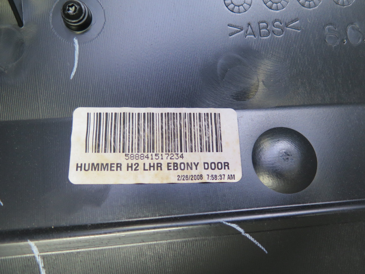 2008-2009 Hummer H2 Rear Left Door Interior Trim Cover Panel Ebony