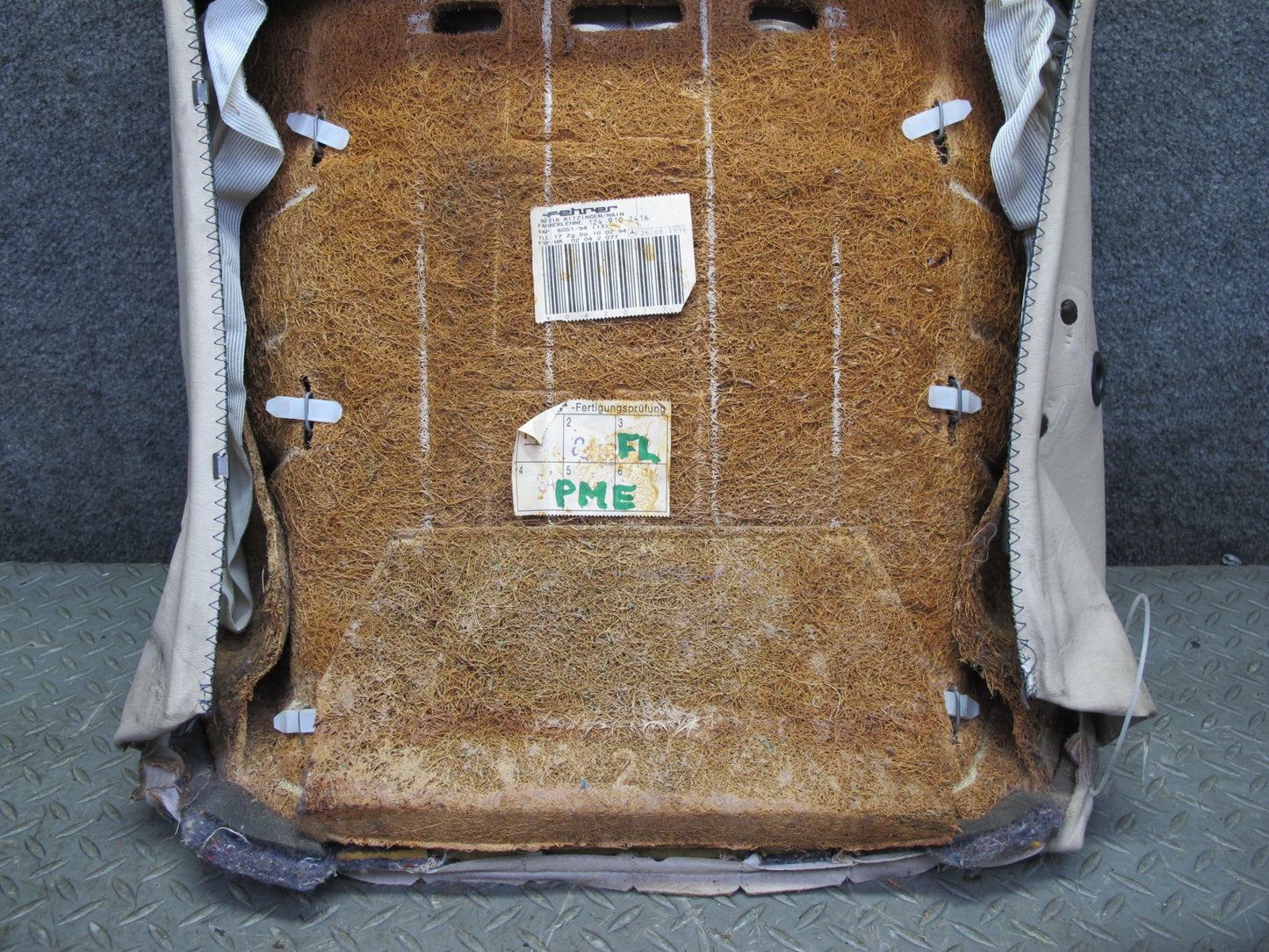 90-95 Mercedes W124 300D Front Left Seat Upper Backrest Cushion Beige OEM