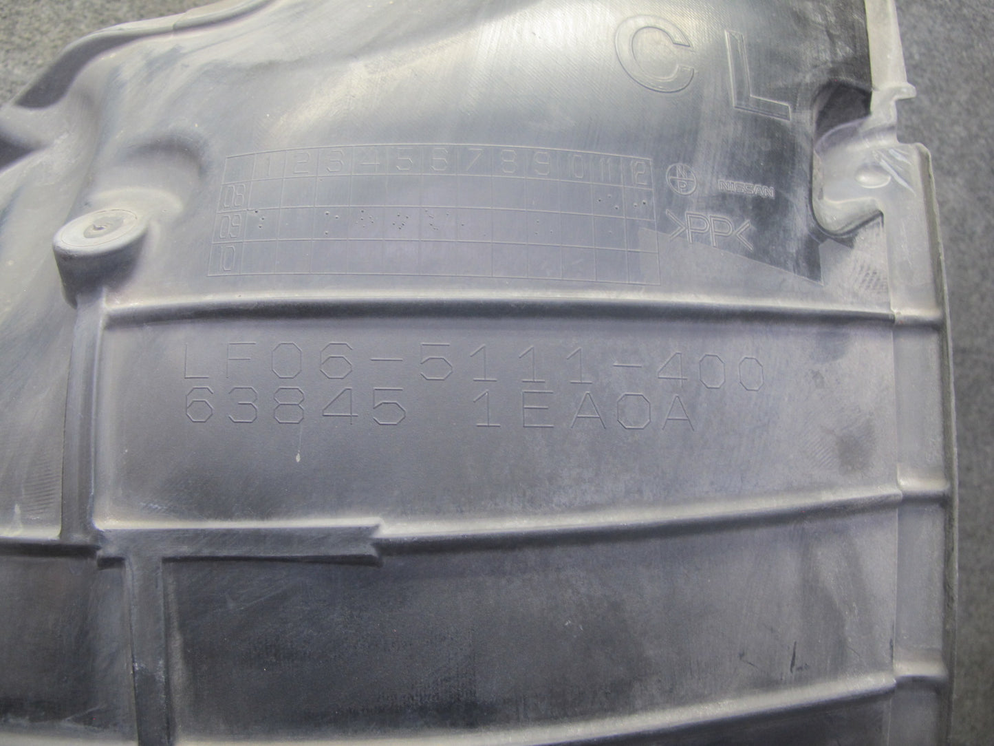 09-20 Nissan Z34 370Z Front Left Fender Liner Splash Shield Guard Set OEM