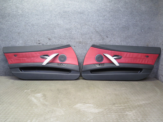 06-08 BMW E85 Z4 Set of 2 Left & Right Door Interior Trim Panel Black & RED OEM