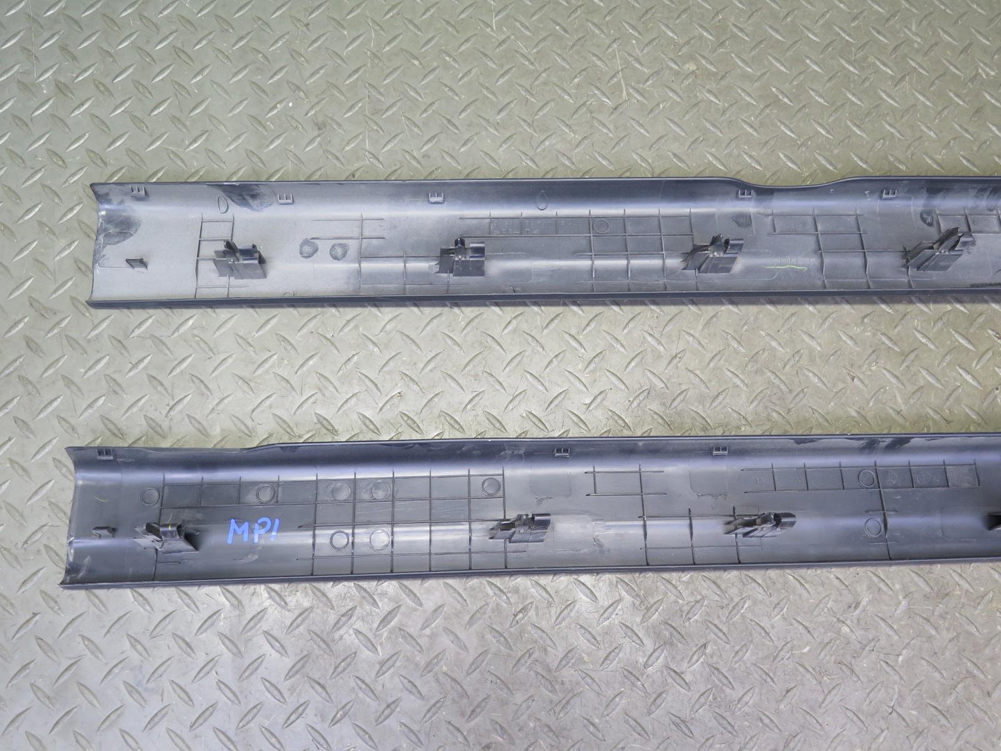 04-11 Mazda RX8 Set of 2 Left & Right Door Inner Sill Scuff Plate Trim Black OEM