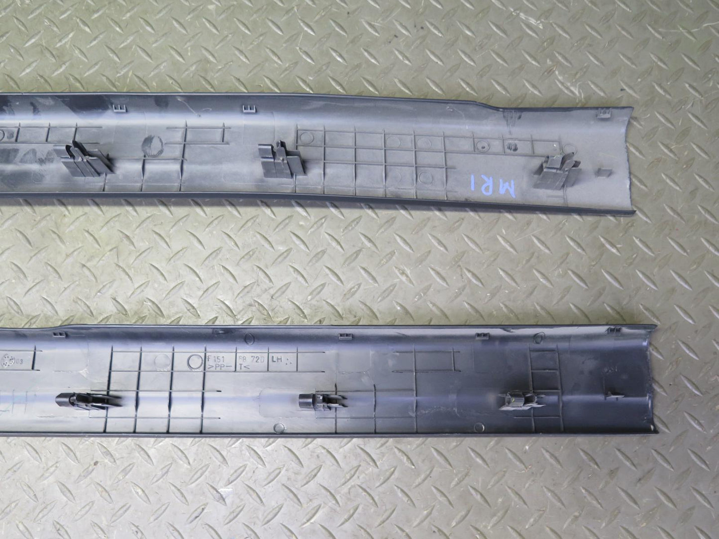 04-11 Mazda RX8 Set of 2 Left & Right Door Inner Sill Scuff Plate Trim Black OEM