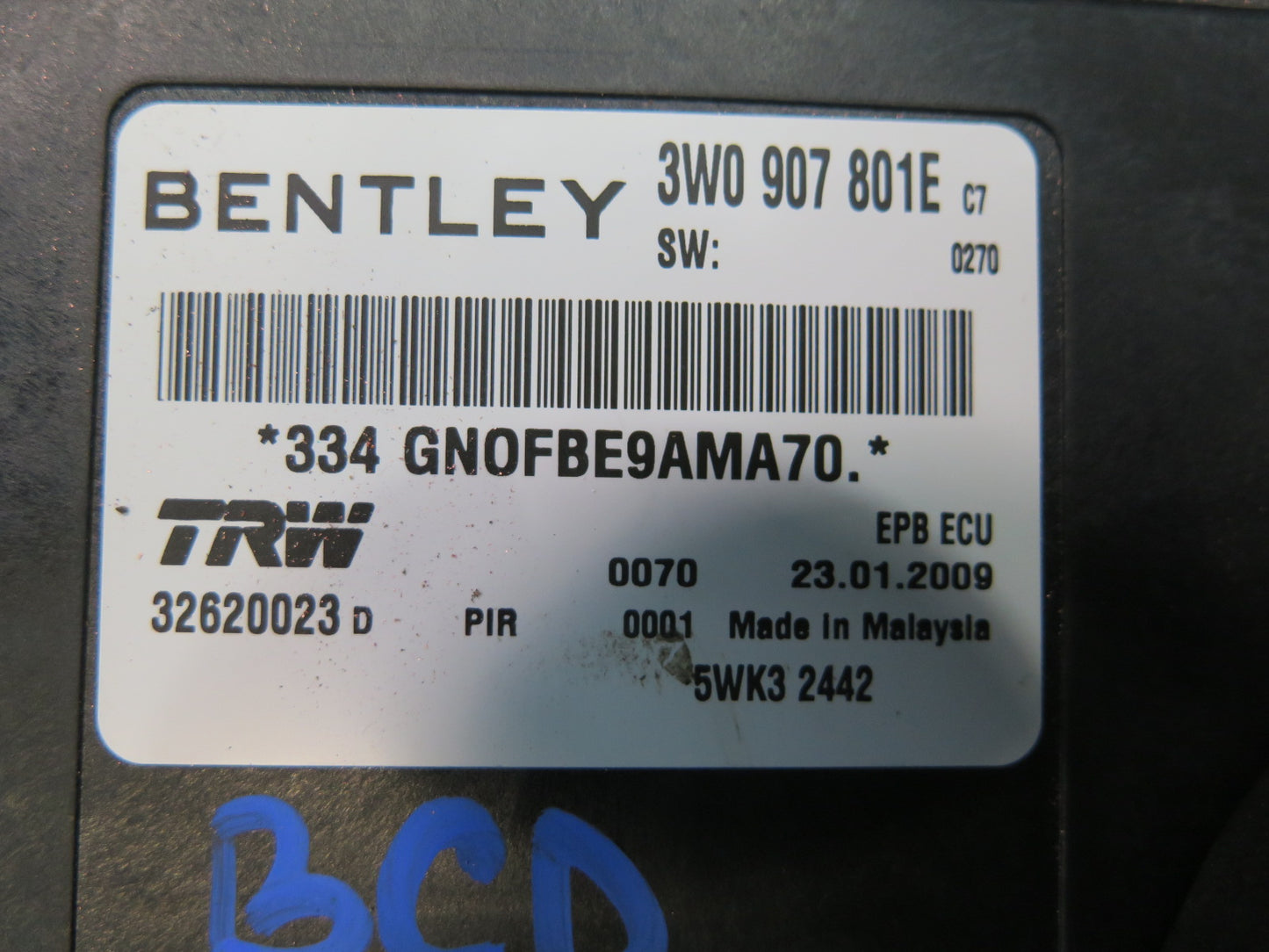 2006-2012 Bentley Flying Spur Electronic Parking Brake Control Module Unit