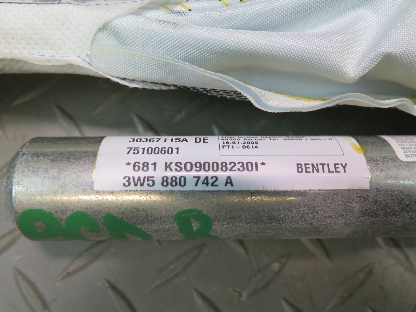 06-12 BENTLEY CONTINENTAL FLYING SPUR RIGHT PASSENGER SIDE CURTAIN SRS AIRBAG 3W5880742A OEM