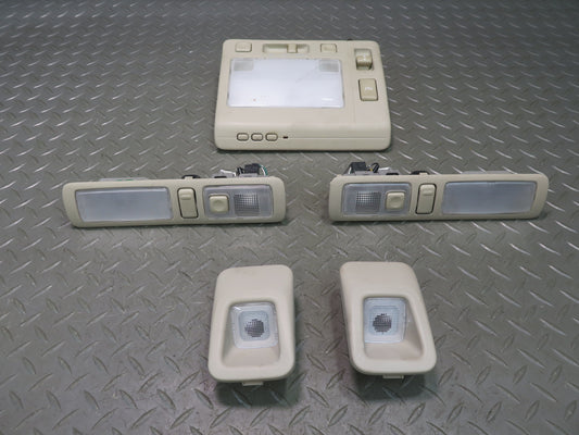 98-00 UCF20L LS400 Set of 5 Front & Rear Overhead Dome Light Lamp Ivory OEM