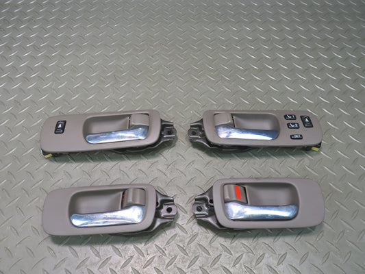 95-00 Lexus UCF20L LS400 Set of 4 Interior Door Handle w Trim & Switch Brown OEM