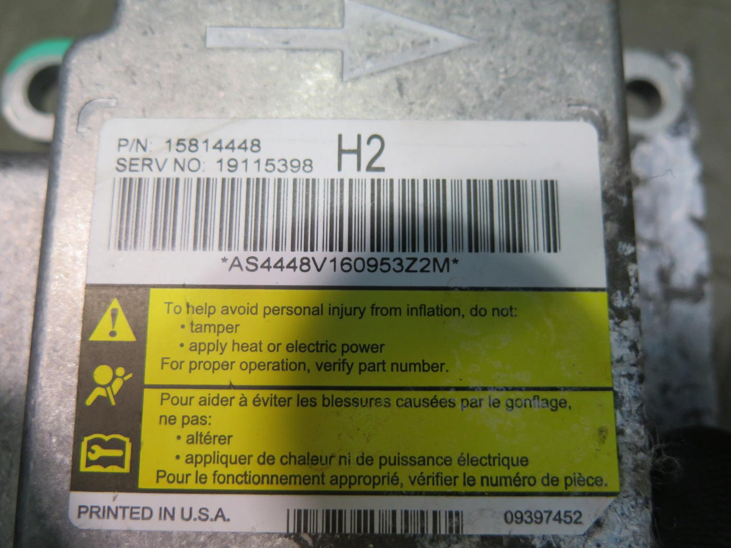 06-07 HUMMER H2 SRS AIRBAG CONTROL MODULE UNIT 15814448 OEM