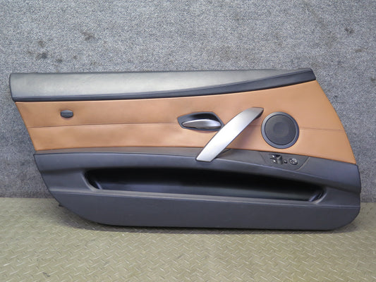 06-08 BMW E85 Z4 Front Left Interior Door Panel w Window Mirror Switch Brown OEM