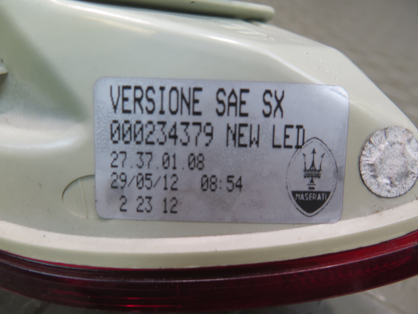 2008-2012 Maserati Granturismo M145 Rear Left Outer Tail Light Lamp
