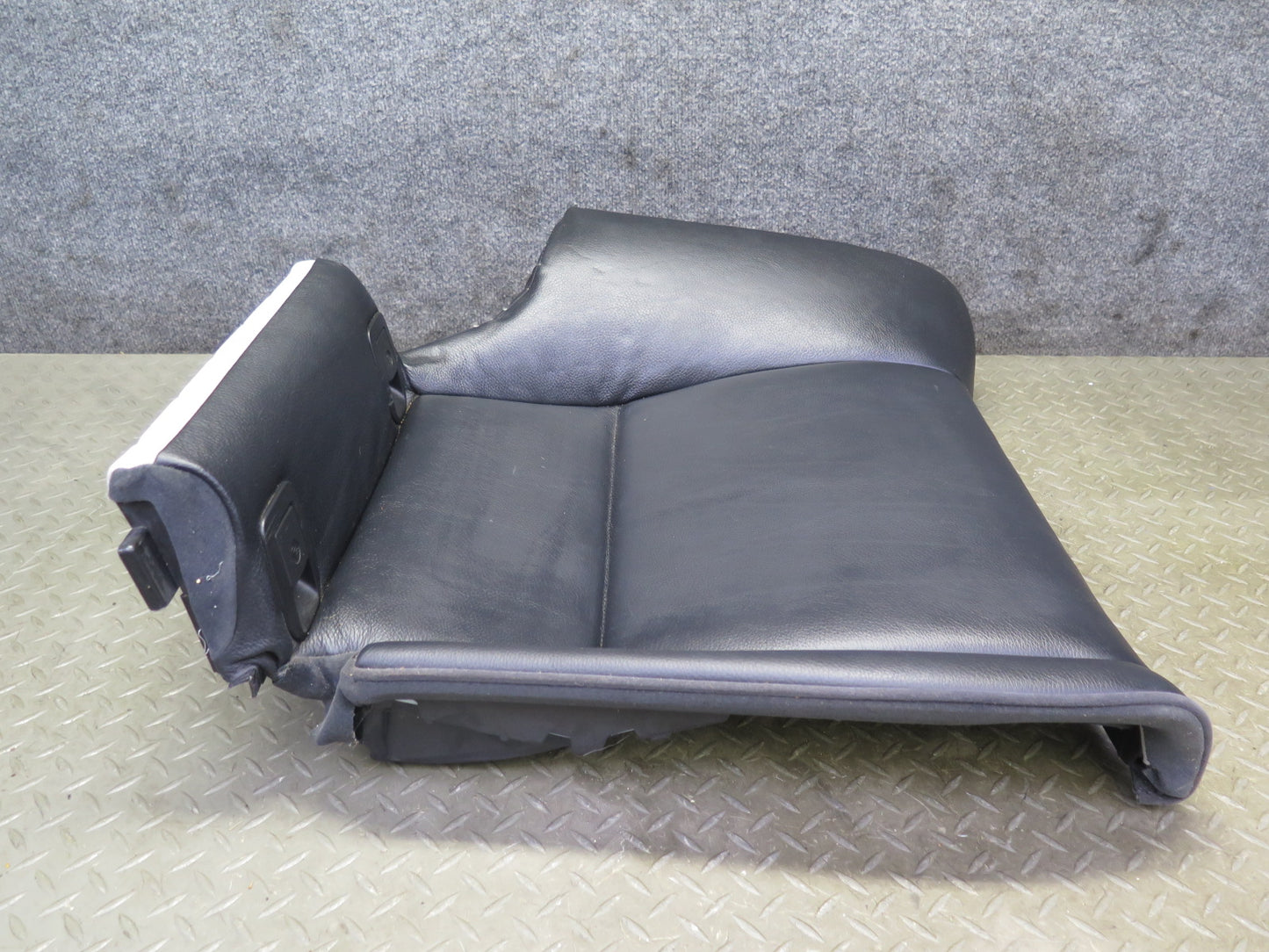 08-13 BMW E92 335i Coupe Rear Left Seat Lower Leather Cushion Black OEM