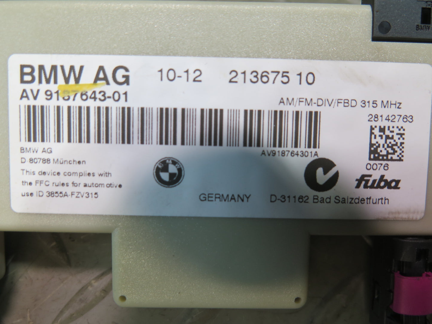 07-13 BMW E90 E92 335I 335XI Roof Shark FIN Antenna White w Amplifier Set OEM