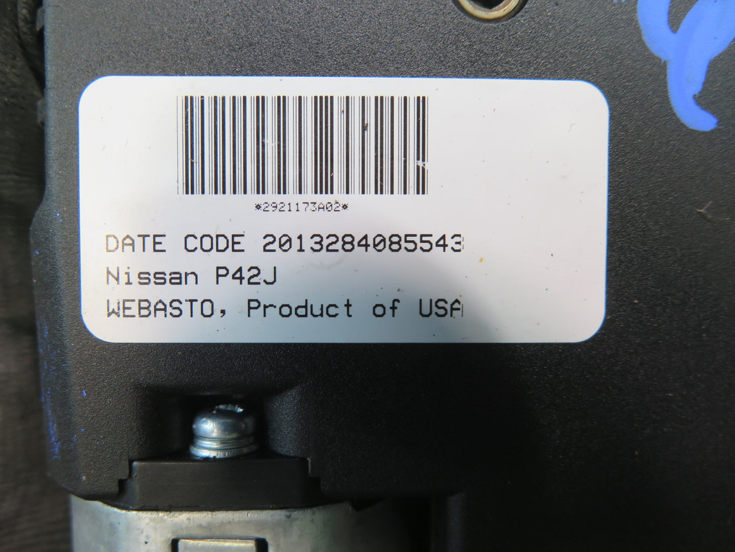 2014-2020 Infiniti QX60 Sunroof Motor Drive Unit 2921631B02