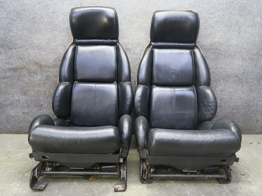 92-93 Chevrolet Corvette C4 Set of 2 Front Leather Seat Black OEM