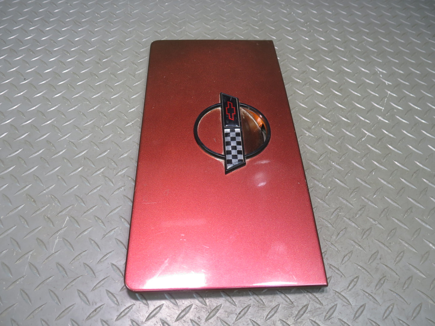 86-95 Chevrolet Corvette C4 Convert Fuel Door Lid Cover RED w Emblem Logo OEM