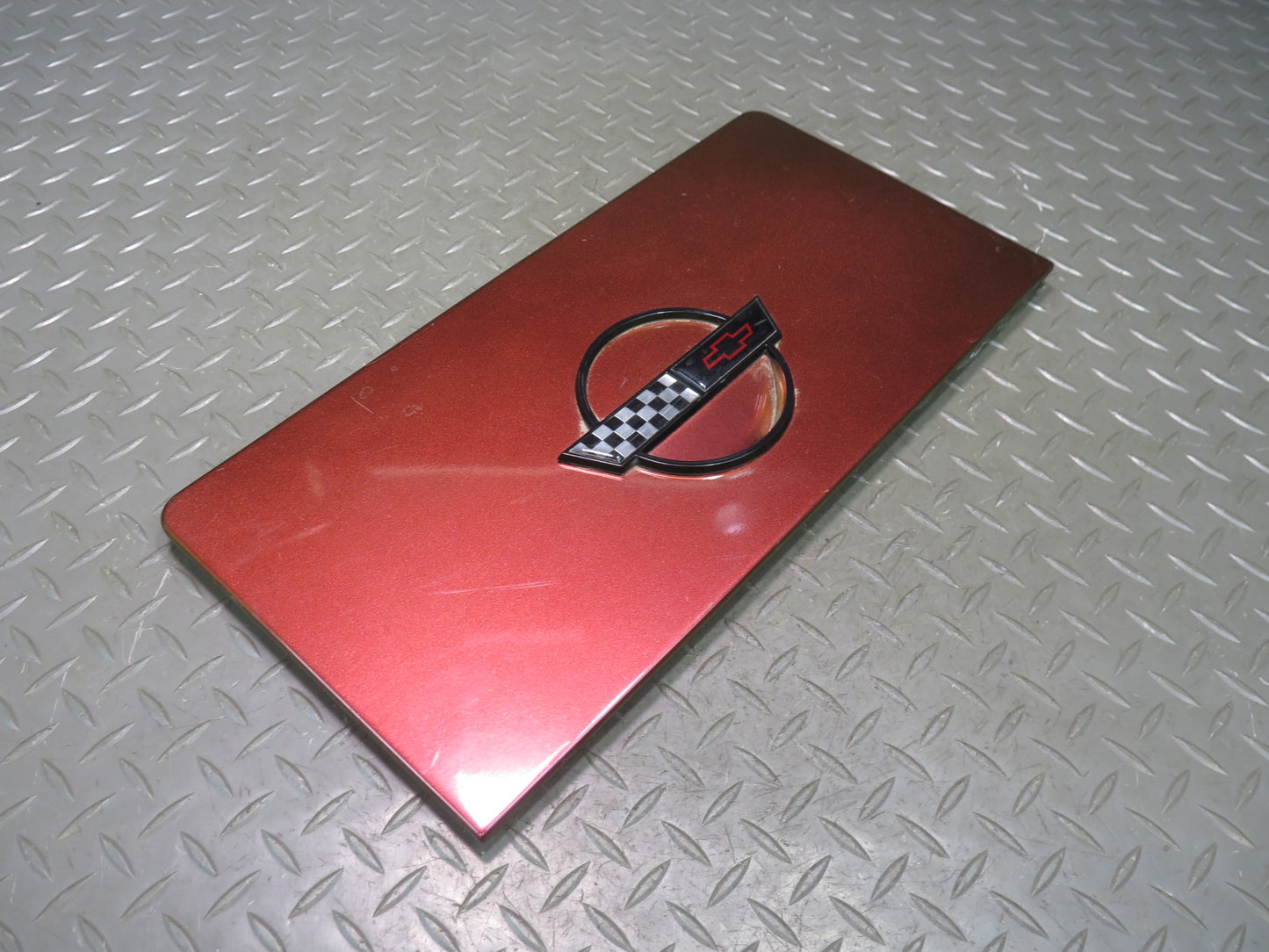 86-95 Chevrolet Corvette C4 Convert Fuel Door Lid Cover RED w Emblem Logo OEM
