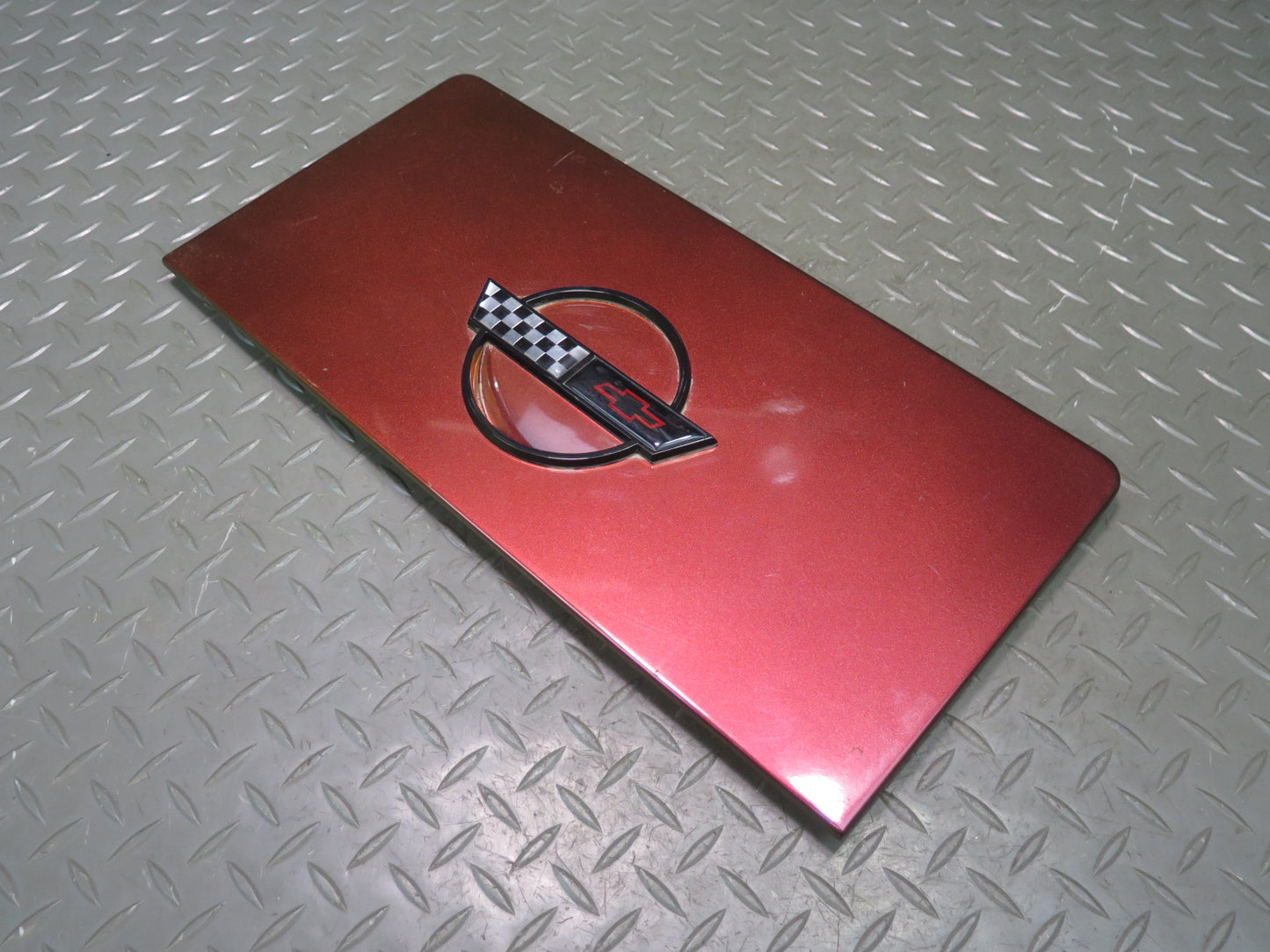86-95 Chevrolet Corvette C4 Convert Fuel Door Lid Cover RED w Emblem Logo OEM