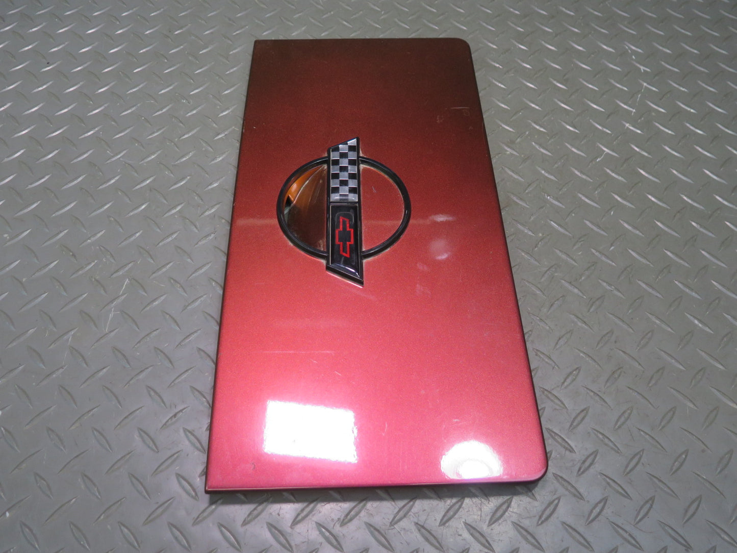 86-95 Chevrolet Corvette C4 Convert Fuel Door Lid Cover RED w Emblem Logo OEM