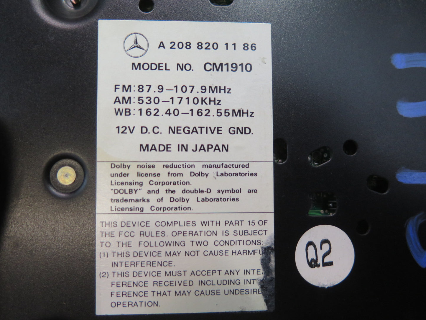 2000 Mercedes R129 Sl-class Car Stereo Radio Player 2088201186 OEM