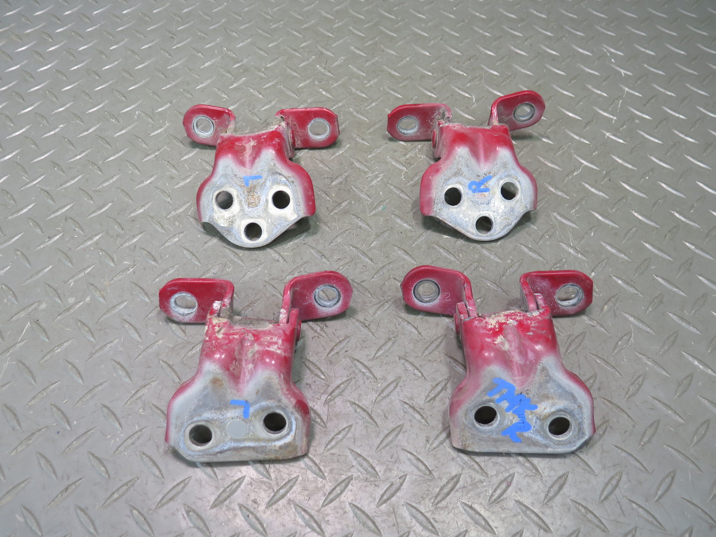 91-95 Toyota MR2 SW21L Set of 4 Left & Right Door Upper & Lower Hinge RED OEM