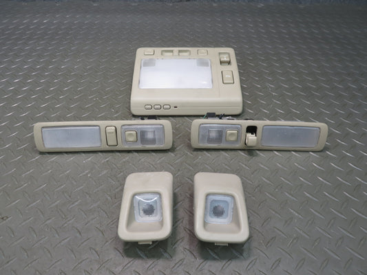 98-00 Lexus UCF20L LS400 Front & Rear Overhead Interior Light Lamp Set Ivory OEM