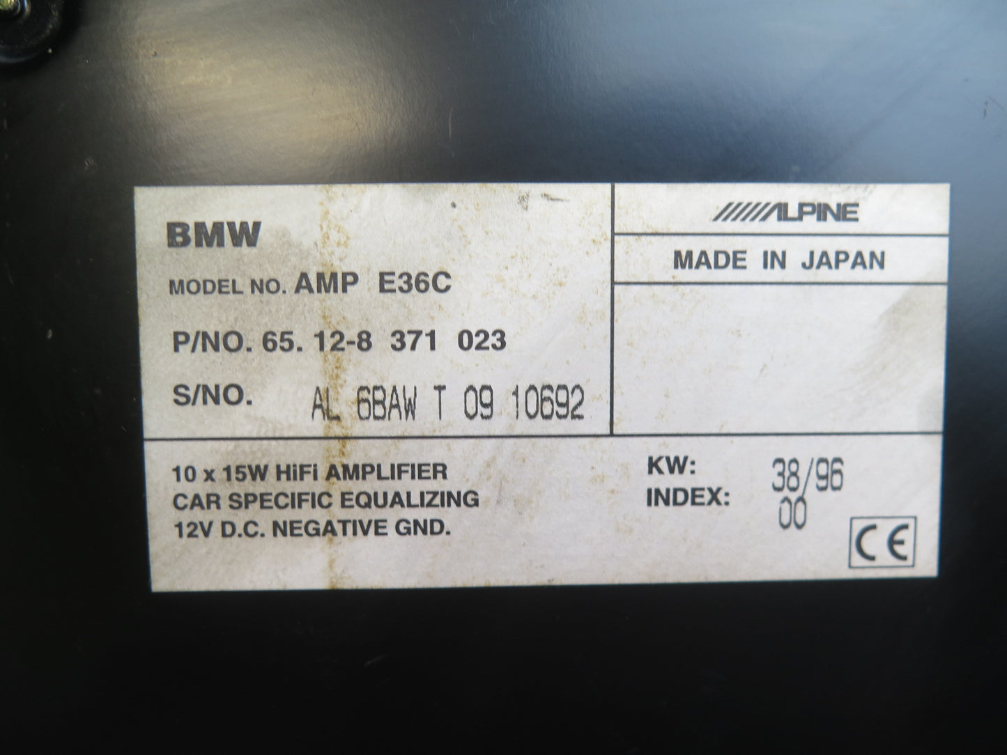 96-99 BMW E36 318iC Convertible Alpine Audio Amplifier AMP 8371023 OEM