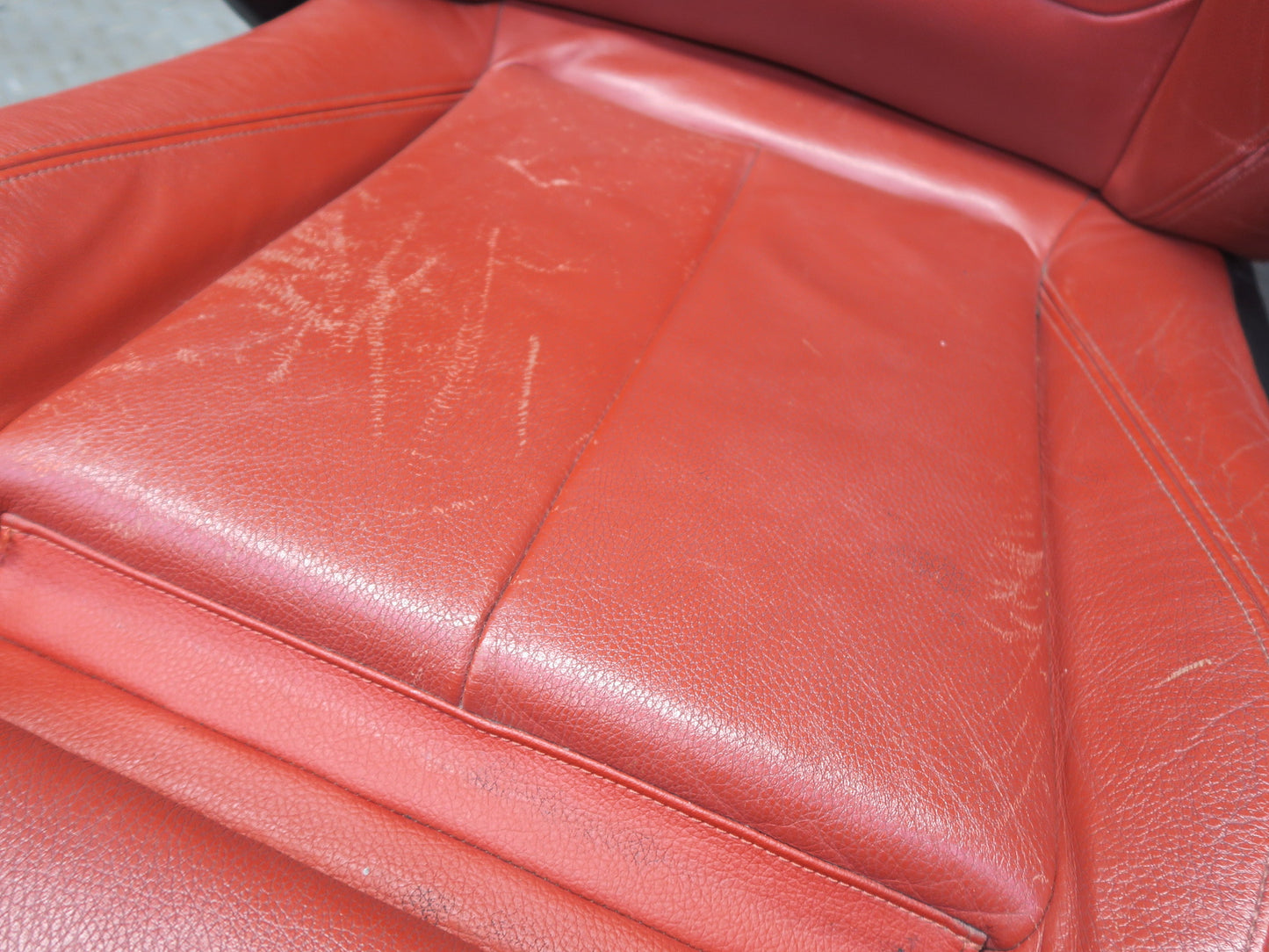 14-16 BMW F32 435i Front Sport Leather Heated Seat Set Coral RED OEM