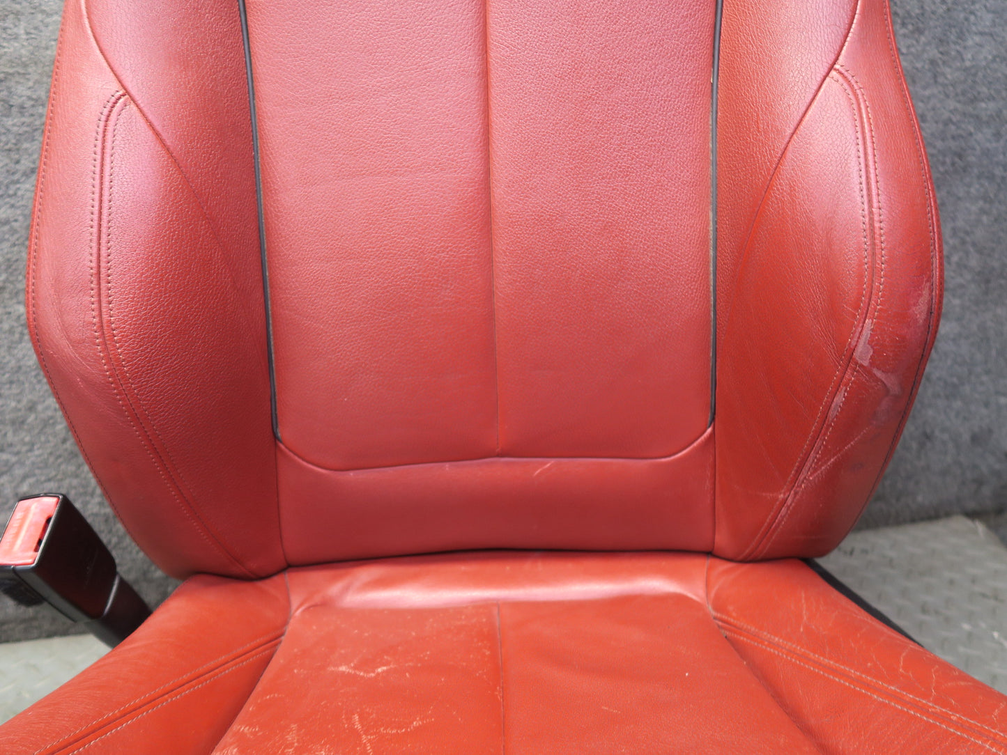 14-16 BMW F32 435i Front Sport Leather Heated Seat Set Coral RED OEM