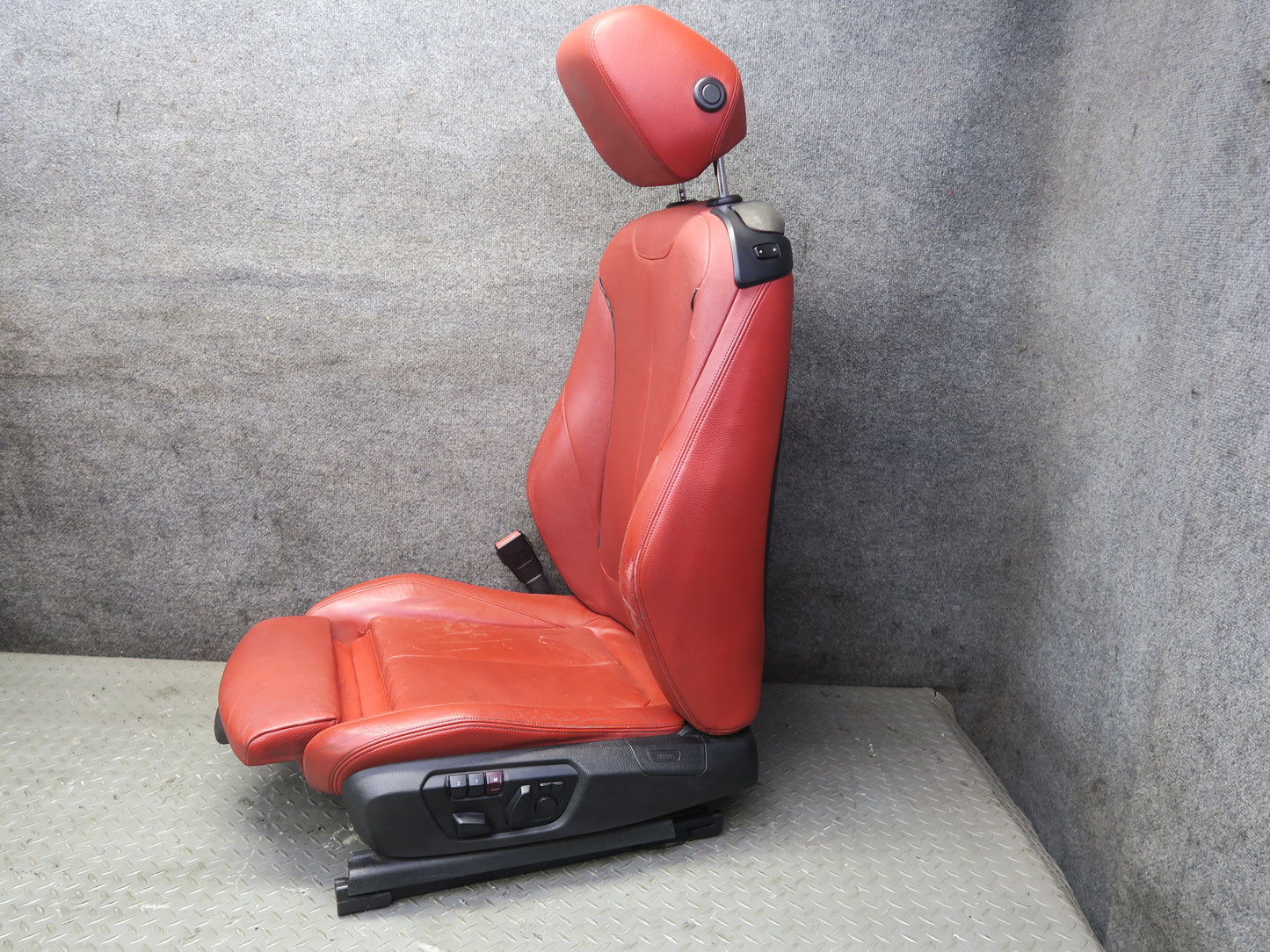 14-16 BMW F32 435i Front Sport Leather Heated Seat Set Coral RED OEM