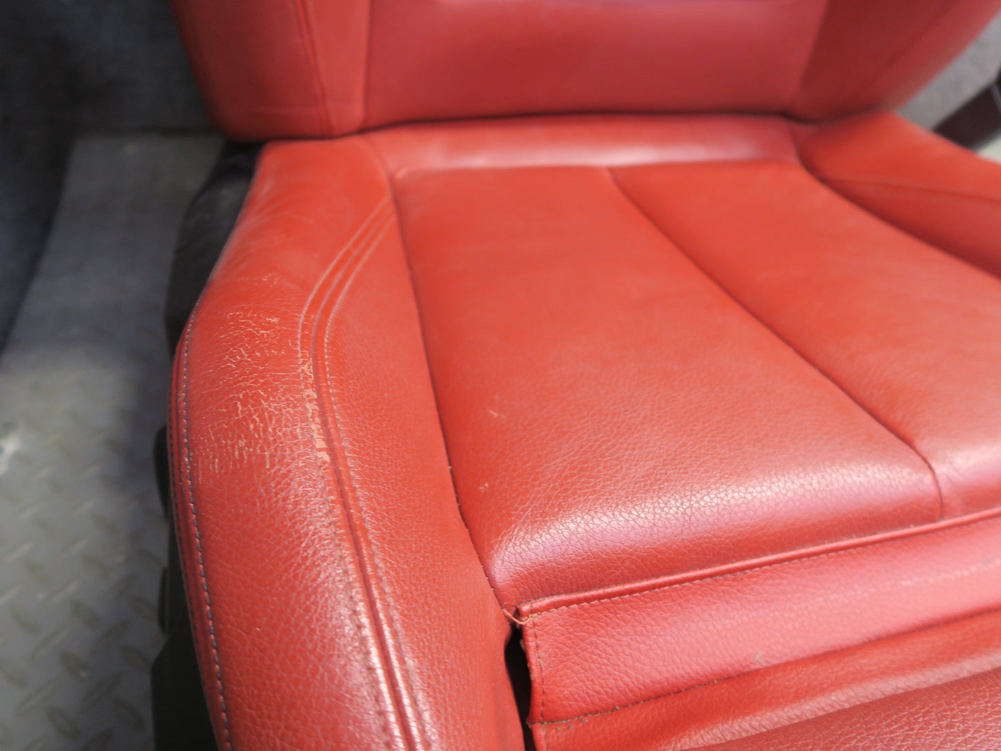 14-16 BMW F32 435i Front Sport Leather Heated Seat Set Coral RED OEM