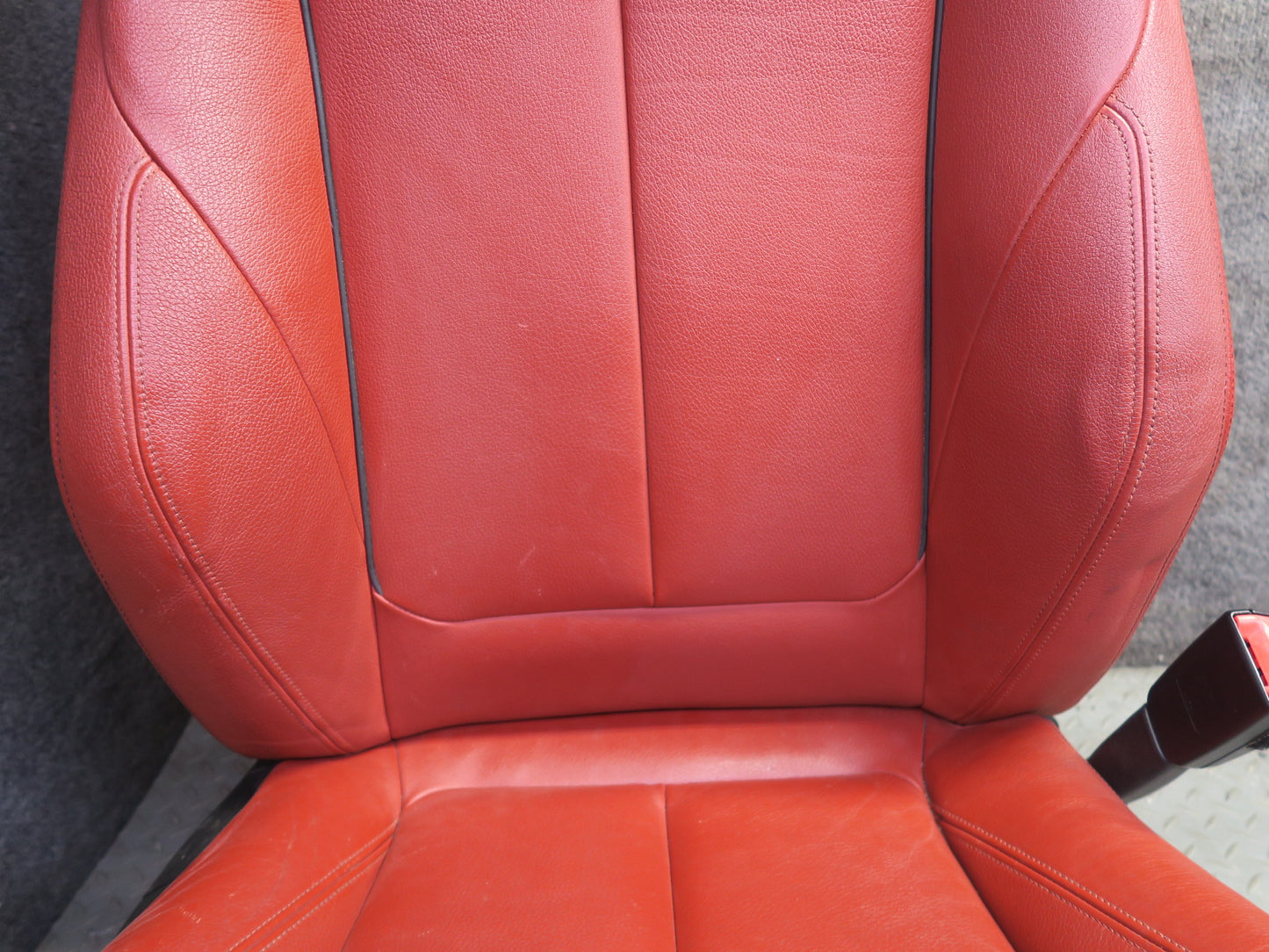 14-16 BMW F32 435i Front Sport Leather Heated Seat Set Coral RED OEM