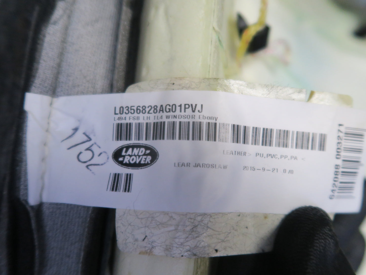 2014-2017 Range Rover Sport L494 Front Left Seat Upper Backrest Leather Cushion