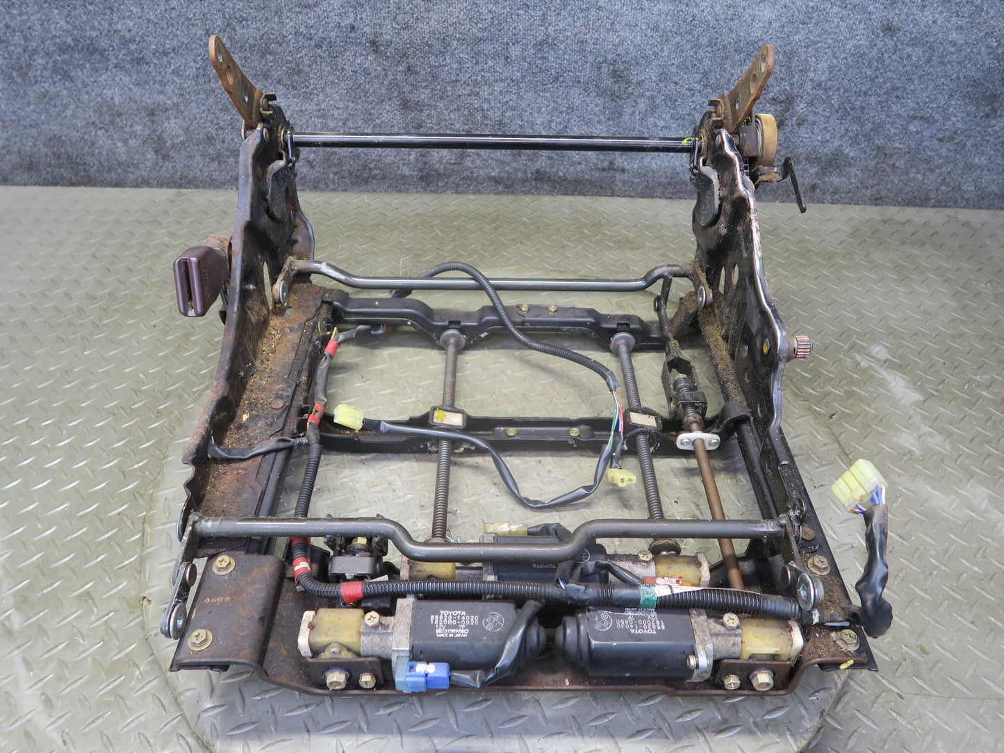 86-88 Toyota Supra MA70L Front Left Seat Lower Frame Track w Motors OEM