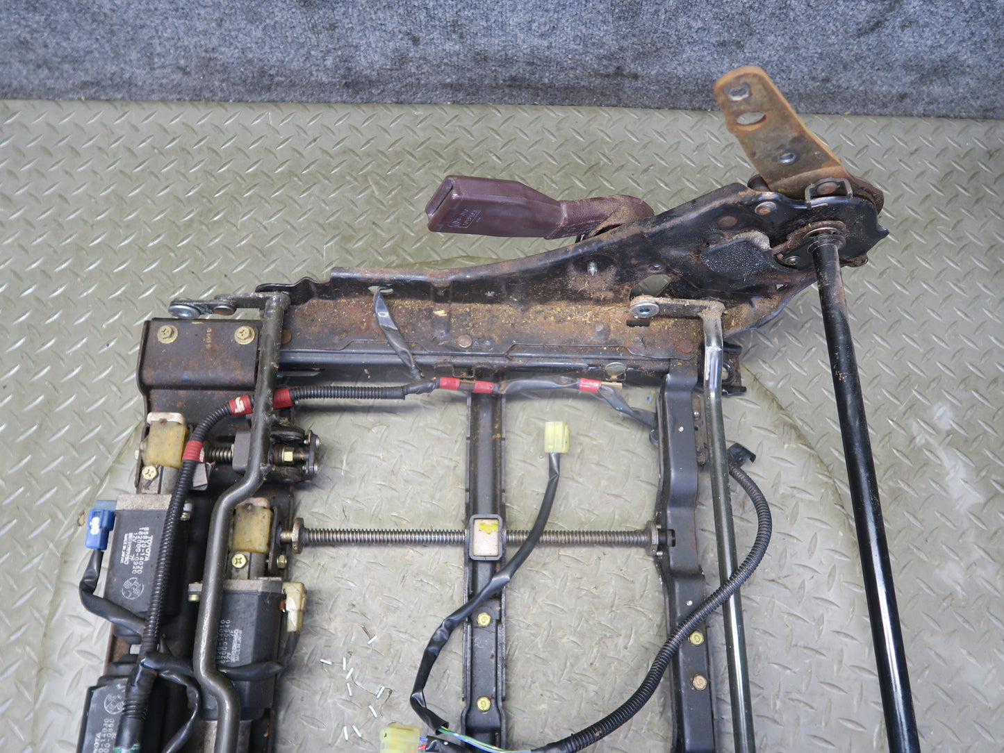 86-88 Toyota Supra MA70L Front Left Seat Lower Frame Track w Motors OEM