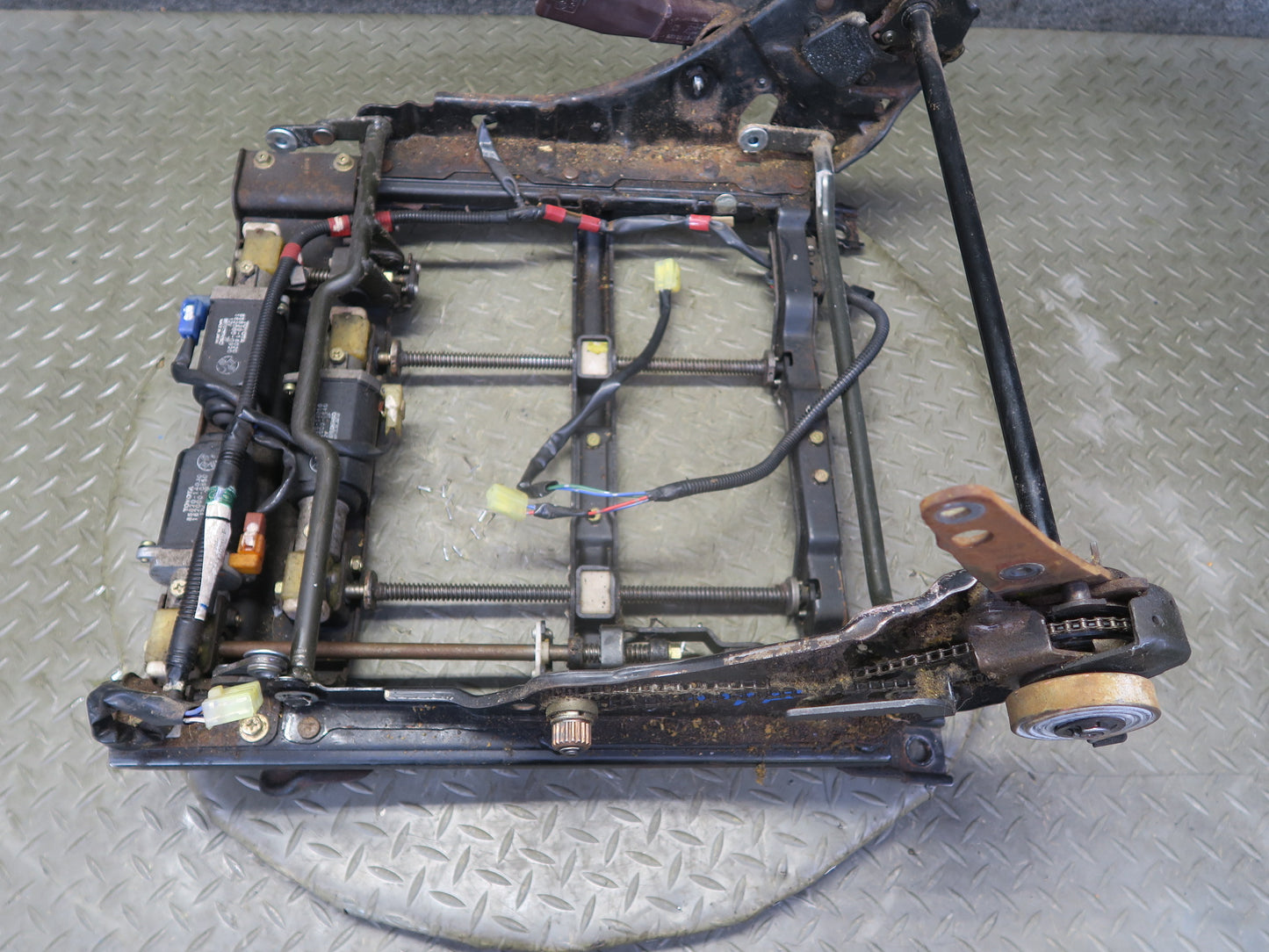 86-88 Toyota Supra MA70L Front Left Seat Lower Frame Track w Motors OEM