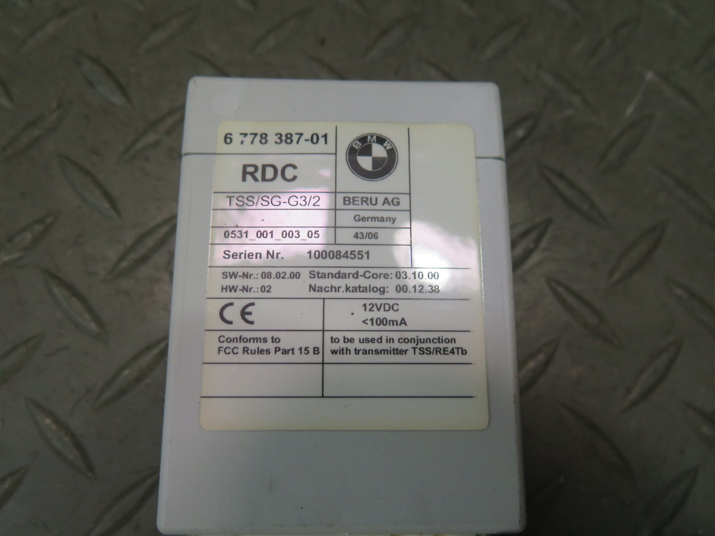 2006-2010 BMW E63 E64 M6 RDC Tire Pressure Control Module 6778387