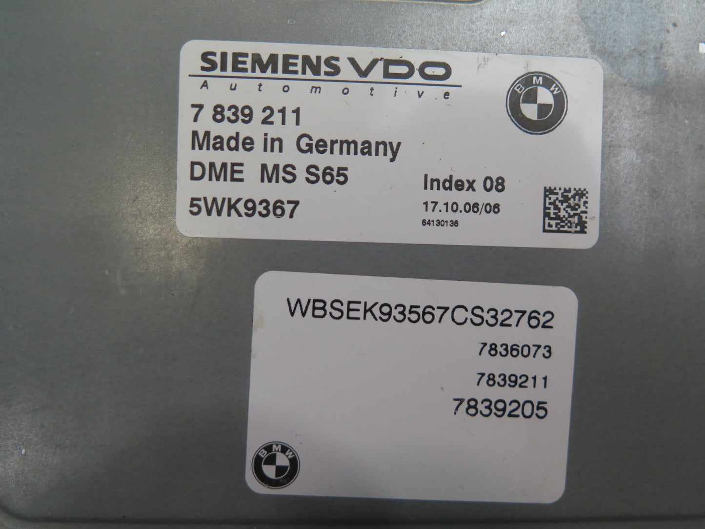 2007 BMW E63 E64 M6 S85 Engine ECU DME CAS3 Lock Cylinder Start KEY Set